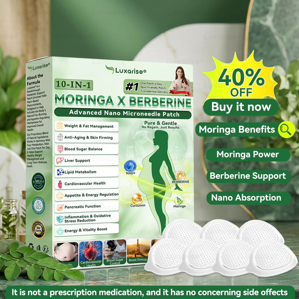 Official Store | 🔥🔥 Luxarise® Moringa × Berberine 10‑in‑1 Advanced Nano Microneedle Patch (Once daily, visible changes in 7 days)